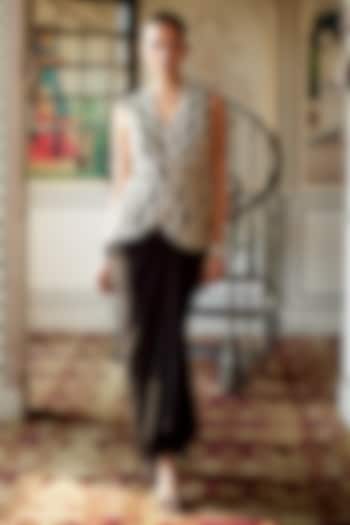 Black Organza Pick-Up Skirt Set by Charu & Vasundhara at Pernia's Pop Up Shop