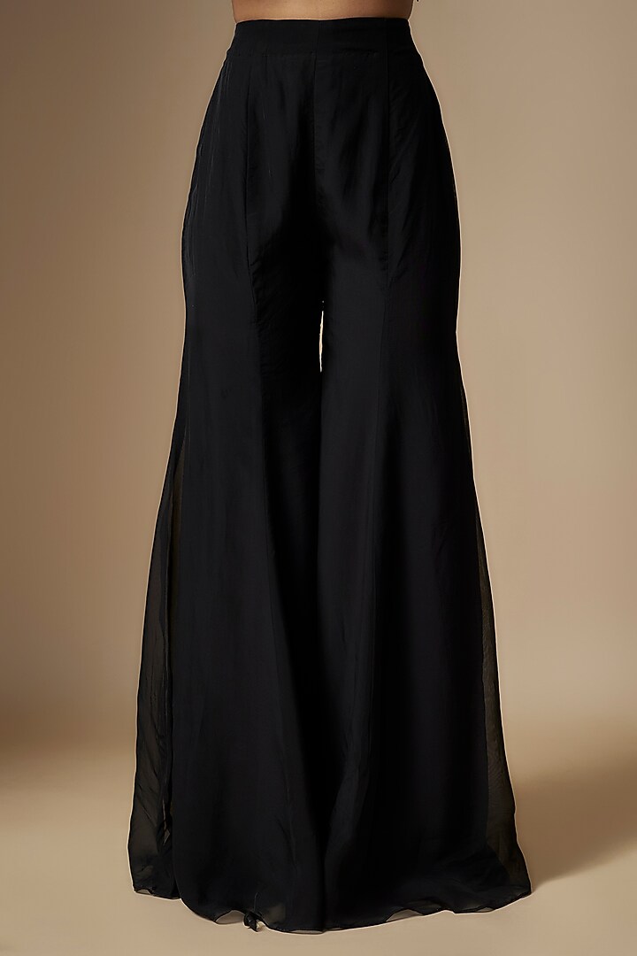 Black Organza Palazzo Pant Set by Charu & Vasundhara at Pernia's Pop Up Shop