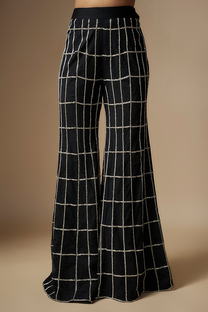 Black Net Embroidered Pant Set by Charu & Vasundhara at Pernia's Pop Up Shop