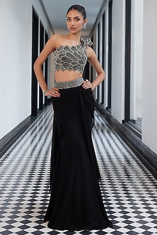 Buy Net Long Skirt With Crop Top for Women Online from India s Luxury Designers 2024