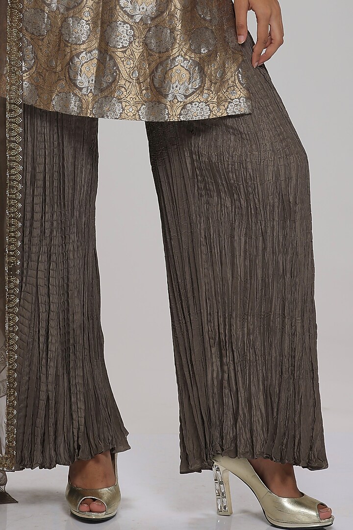 Grey Banarasi Brocade Kurta Set by Chhaya Mehrotra at Pernia's Pop Up Shop