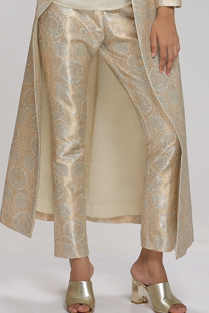 Cream Banarasi Brocade Jacket Set by Chhaya Mehrotra at Pernia's Pop Up Shop