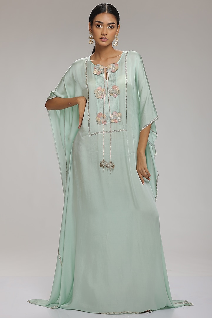 Mint Embellished Kaftan by Chhaya Mehrotra