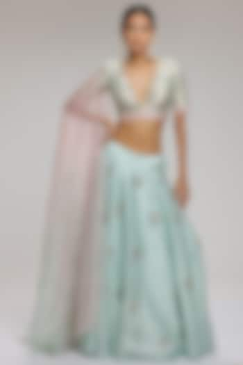 Mint Embellished Wedding Lehenga Set by Chhaya Mehrotra at Pernia's Pop Up Shop