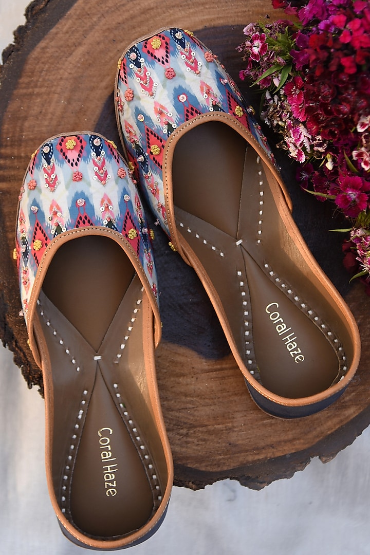 Multi-Colored Ikat Printed Juttis by Coral Haze
