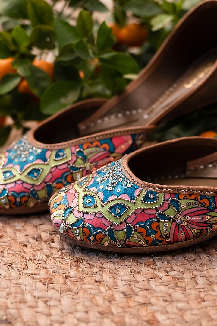 Multi-Colored Printed Juttis by Coral Haze