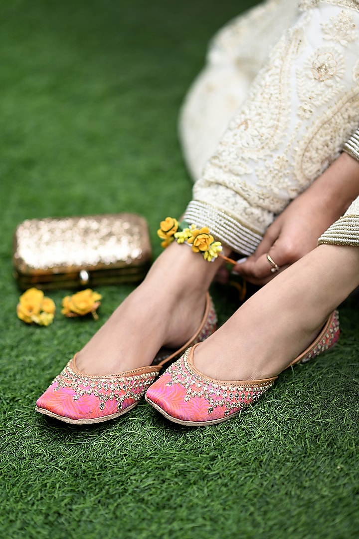 Hot Pink Embroidered Juttis by Coral Haze