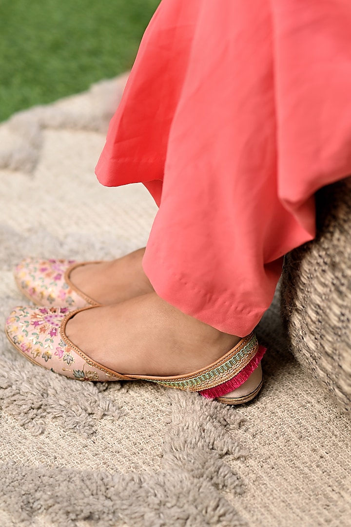 Blush Pink Zari Embroidered Jutti by Coral Haze