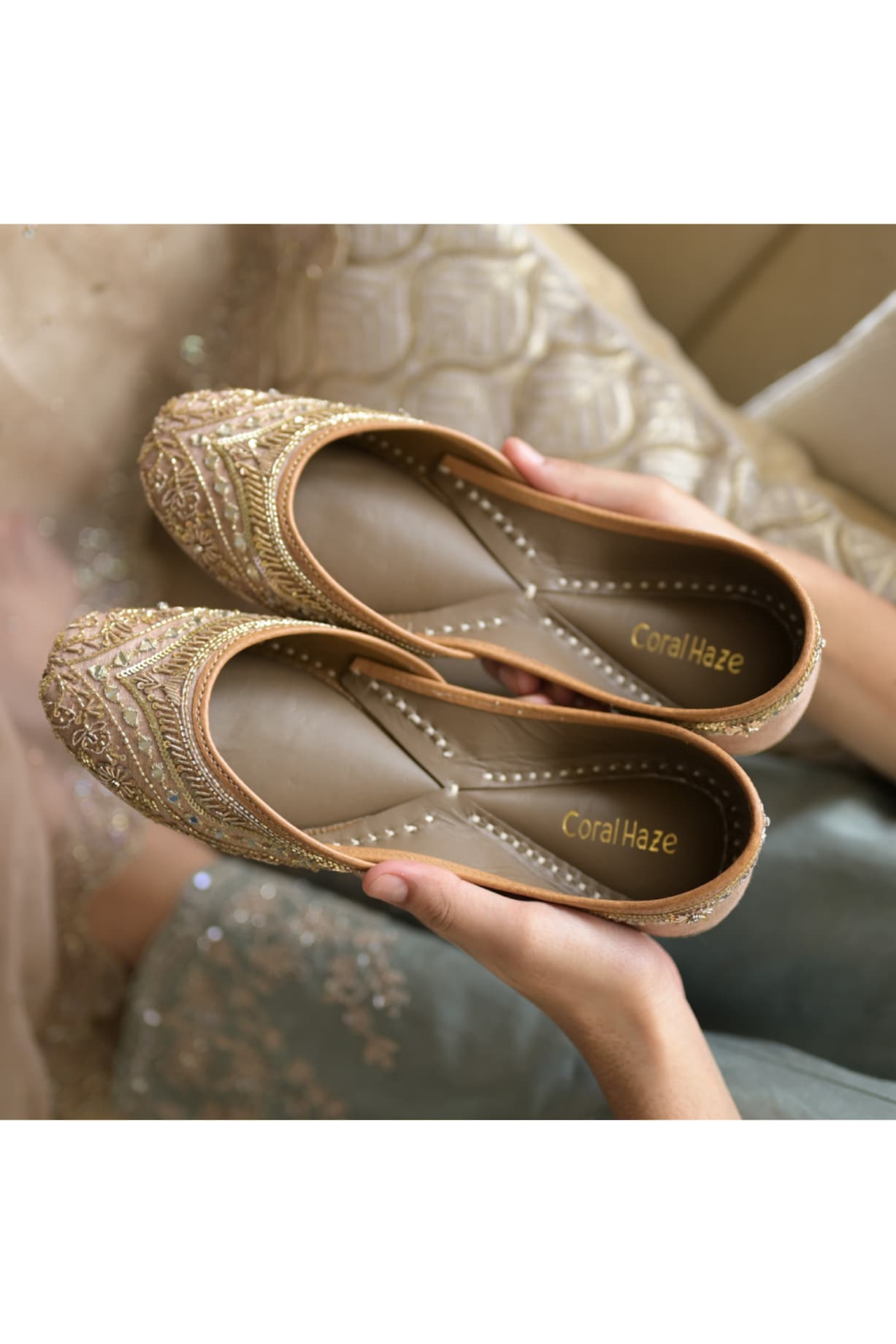 Coral Haze Golden Colour Ki Juti Shop Coral Haze Women Yellow - Main Image