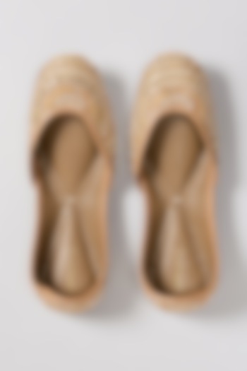 Gold Genuine Leather Zardosi Hand Embroidered Juttis by Coral Haze at Pernia's Pop Up Shop