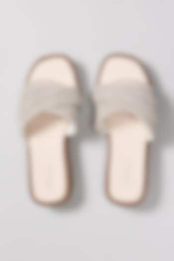 Silver Dupion & Leather Heels by Coral Haze at Pernia's Pop Up Shop