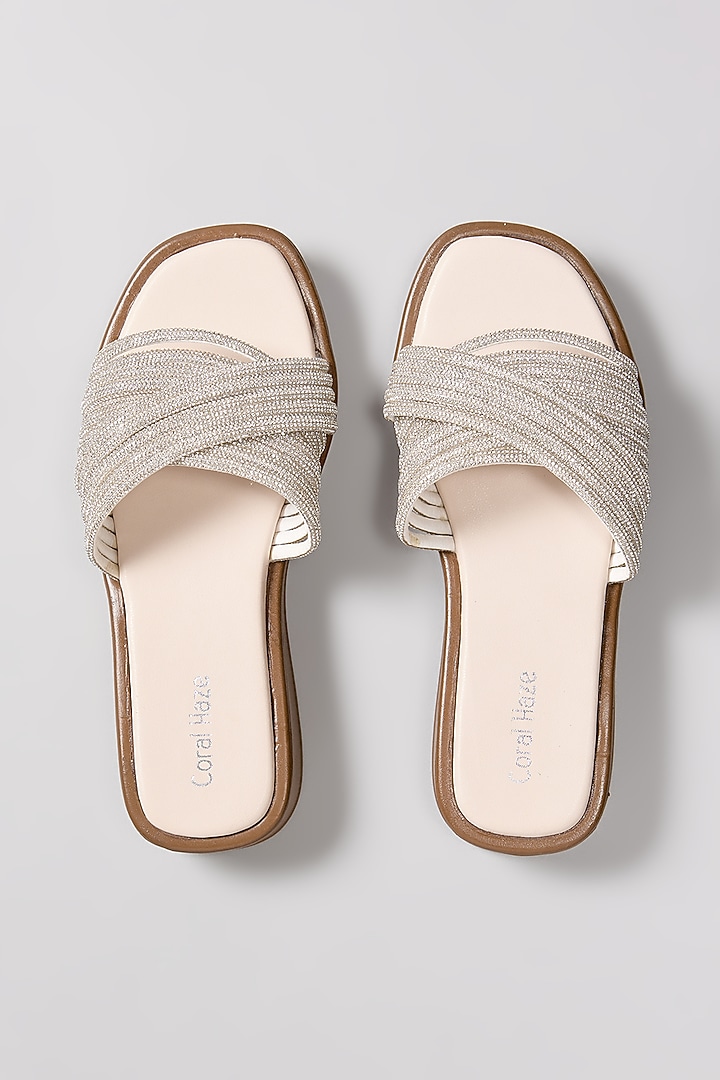 Silver Dupion & Leather Heels by Coral Haze at Pernia's Pop Up Shop