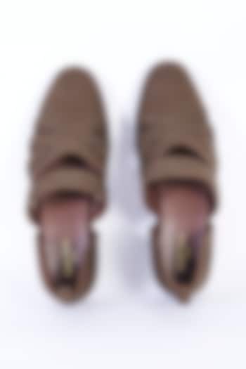 Olive Jacquard Peshawari Sandals by CORAL HAZE MEN