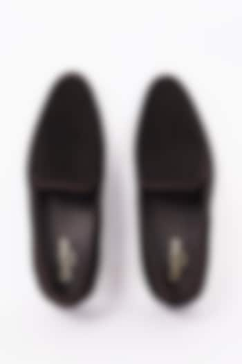 Dark Brown Velvet Loafers by CORAL HAZE MEN