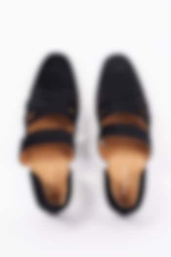 Black Velvet Peshawari Shoes by CORAL HAZE MEN