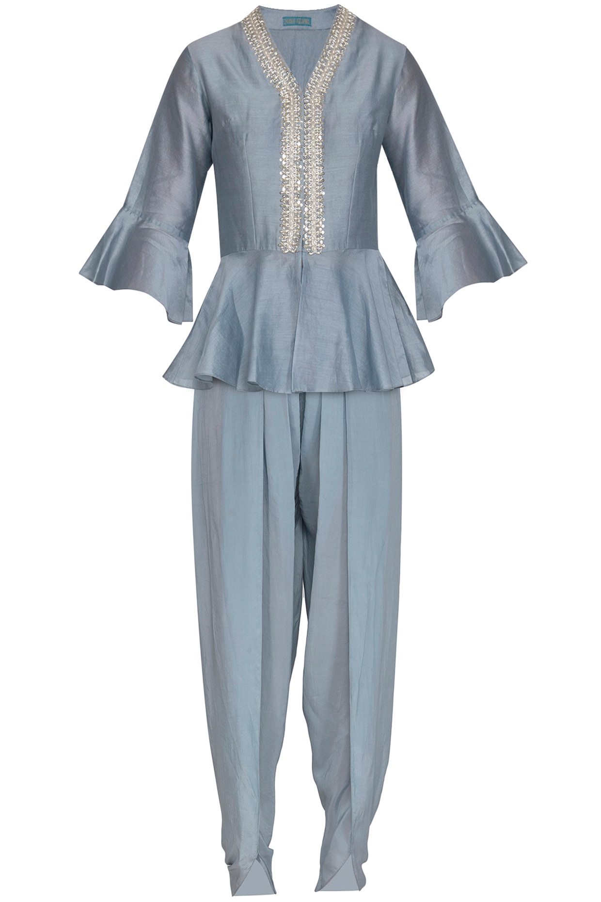 peplum top and dhoti pants