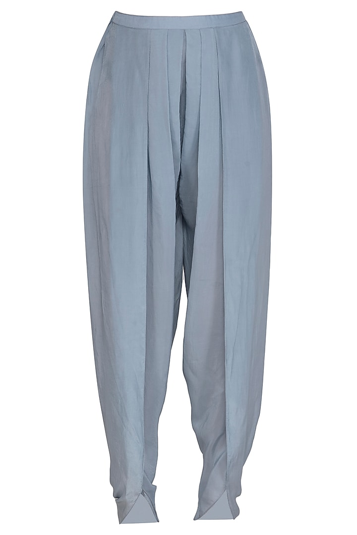 Grey Pearl Peplum Top With Dhoti Pants by Chhavvi Aggarwal at Pernia's Pop Up Shop