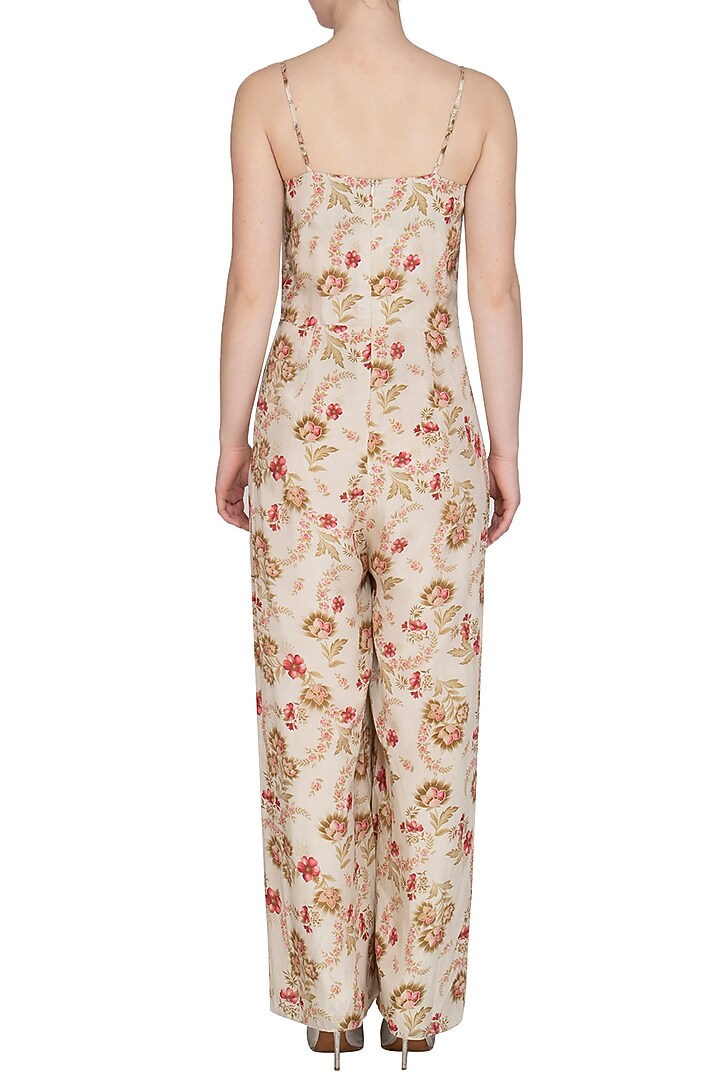 Cream Printed Jumpsuit by Chhavvi Aggarwal at Pernia's Pop Up Shop