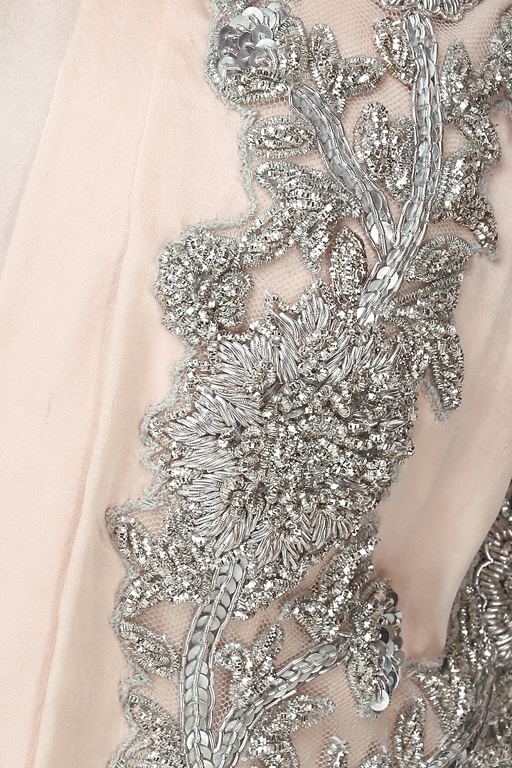 Grey ombre embroidered drape saree set available only at Pernia's Pop Up Shop.
