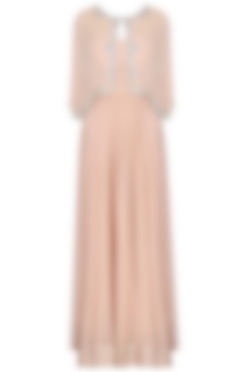 Pink off shoulder gown with embroidered cape available only at Pernia's Pop Up Shop.