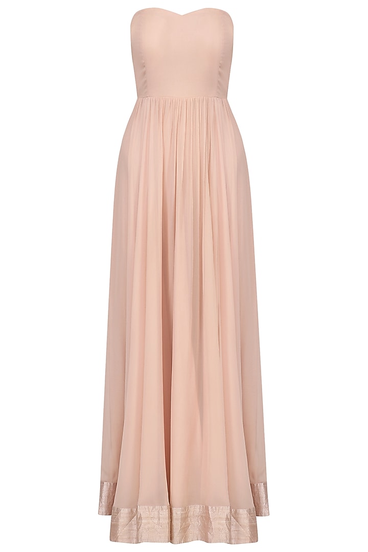 Pink off shoulder gown with embroidered cape available only at Pernia's Pop Up Shop.