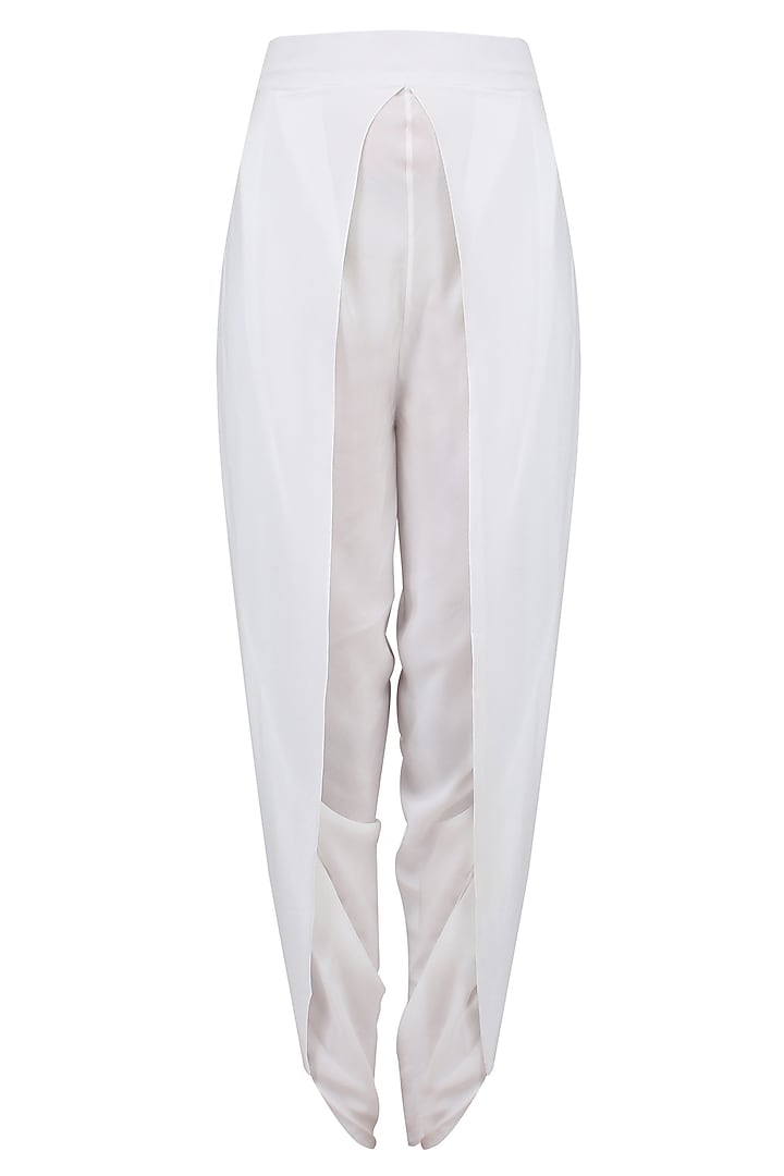 Green threadwork jacket with white dhoti pants available only at Pernia's Pop Up Shop.
