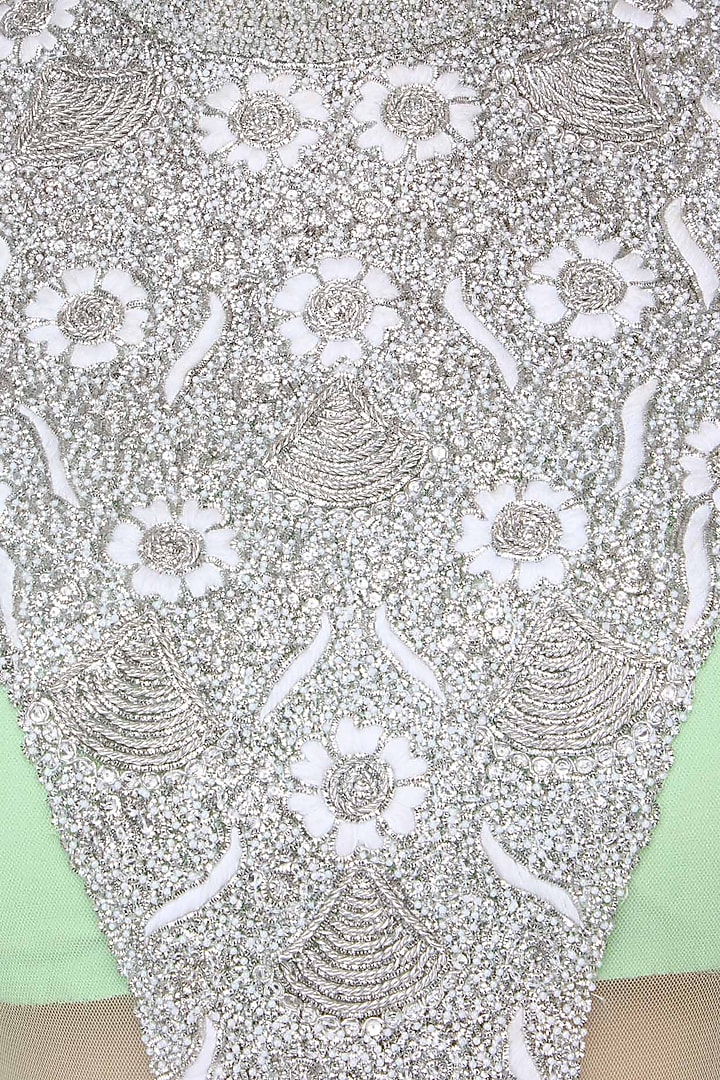 Green embroidered cape suit available only at Pernia's Pop Up Shop.