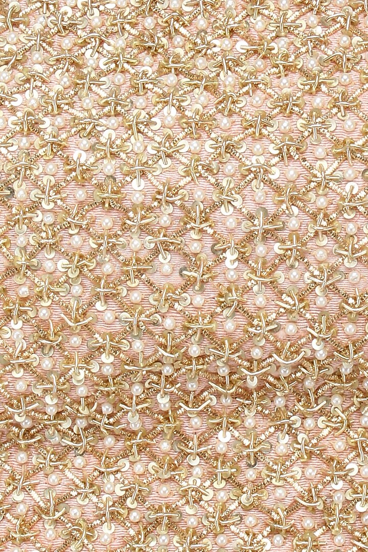 Light peach embroidered banarasi lehenga set available only at Pernia's Pop Up Shop.