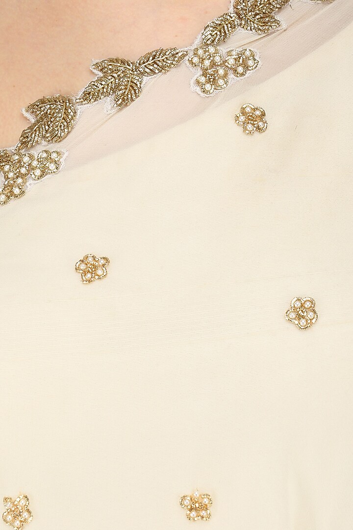 White zardozi embroidered cape anarkali set available only at Pernia's Pop Up Shop.