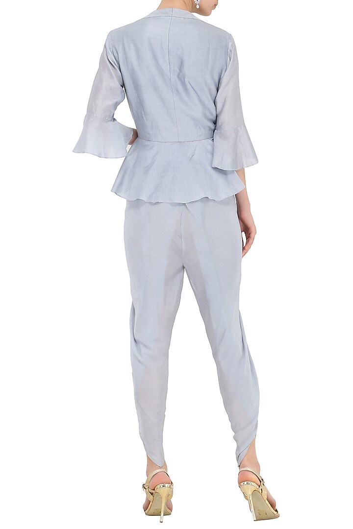 Powder blue peplum top and dhoti pants available only at Pernia's Pop Up Shop.