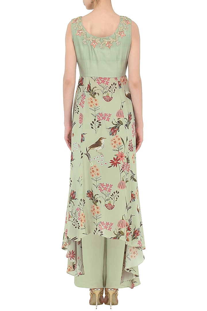 Sage green floral printed top and wide legged pants available only at Pernia's Pop Up Shop.