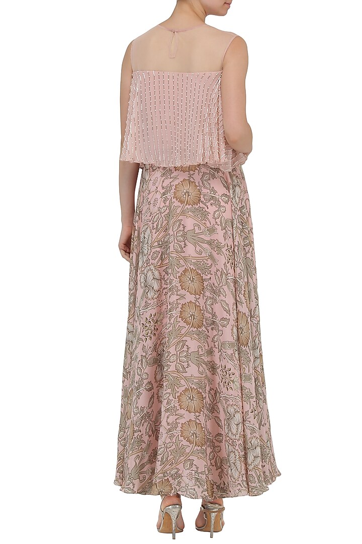 Pink floral printed anarkali available only at Pernia's Pop Up Shop.