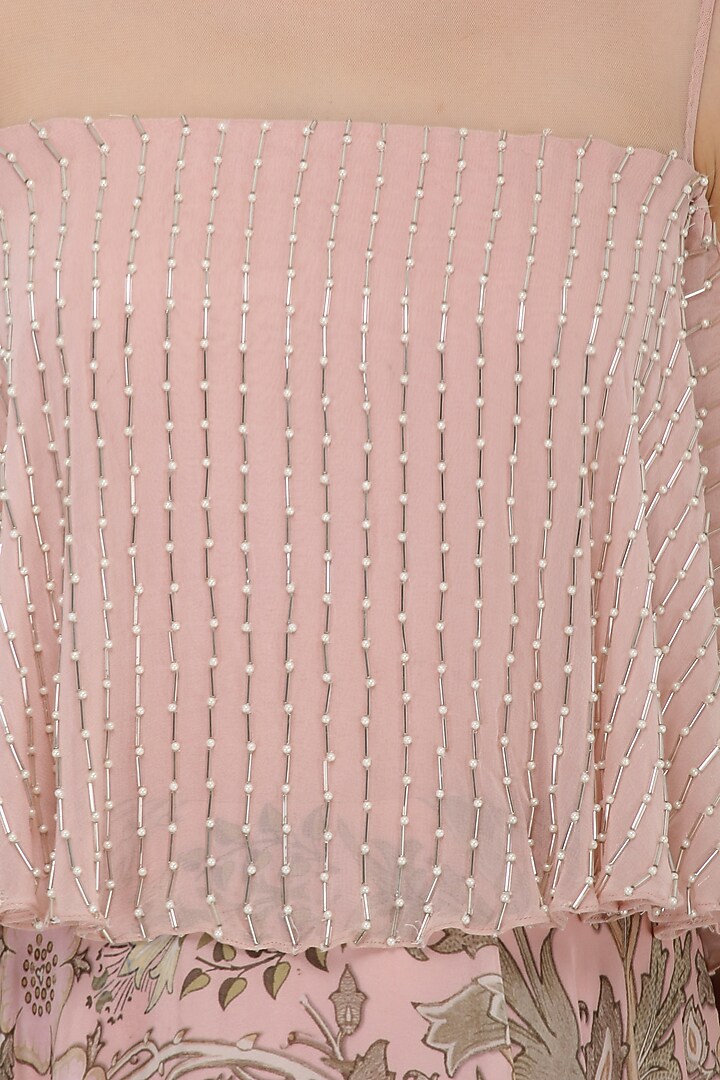 Pink floral printed anarkali available only at Pernia's Pop Up Shop.