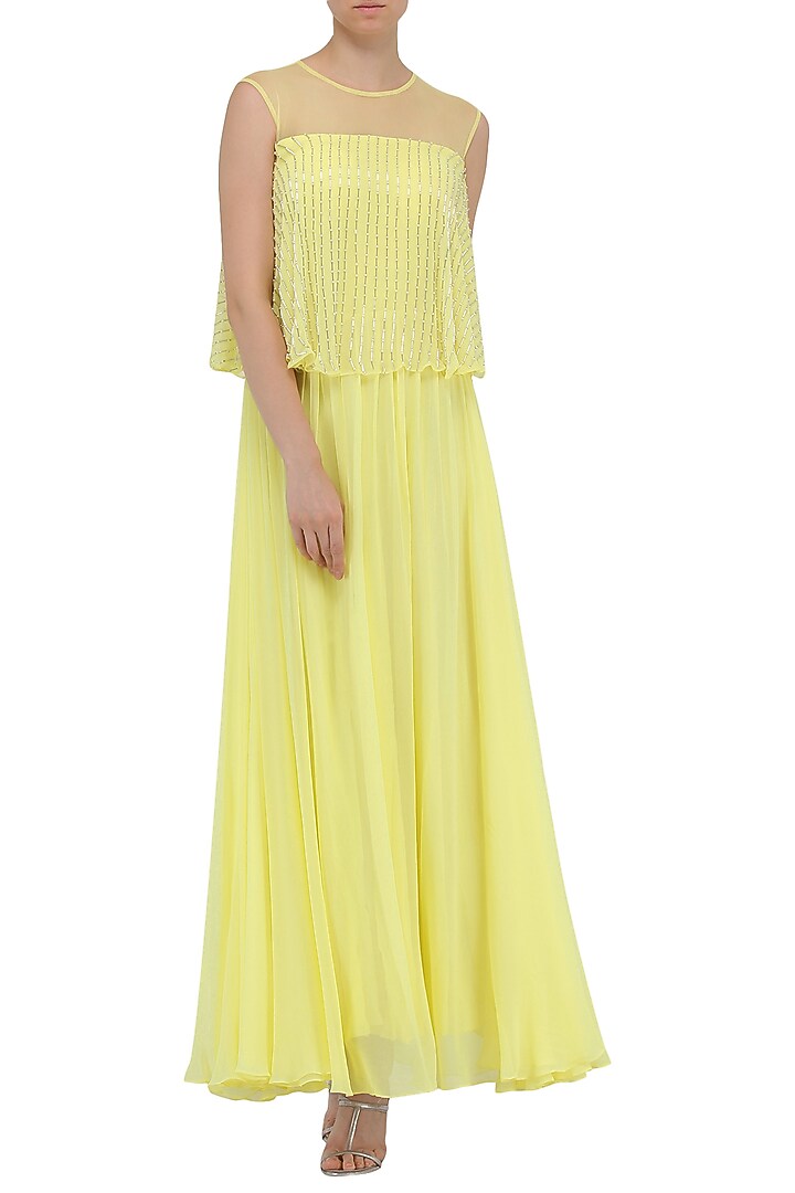 Lemon embroidered cape anarkali available only at Pernia's Pop Up Shop.