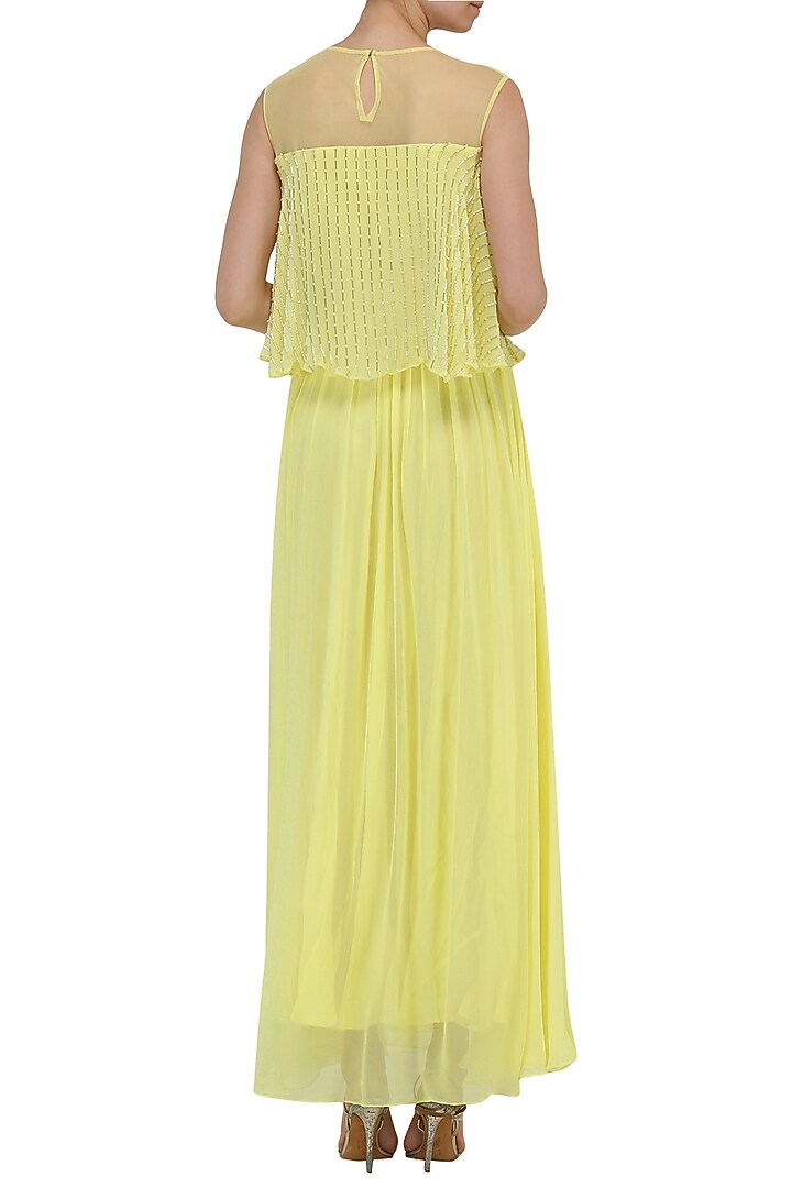 Lemon embroidered cape anarkali available only at Pernia's Pop Up Shop.