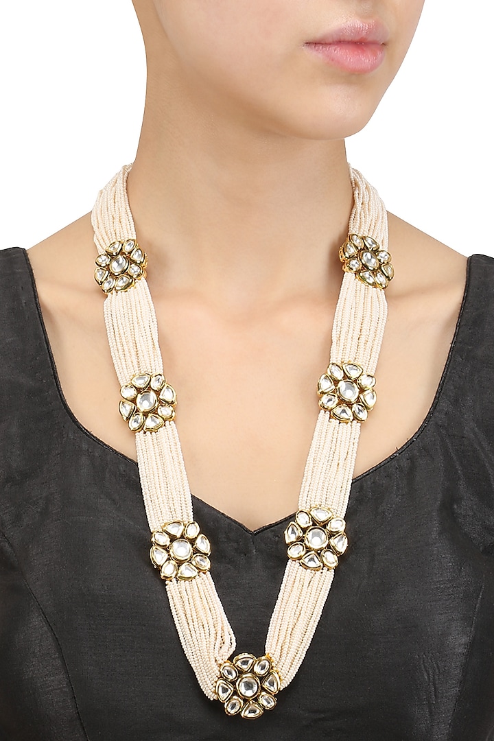 Multiple String Flower Motif Necklace by Chhavi's Jewels