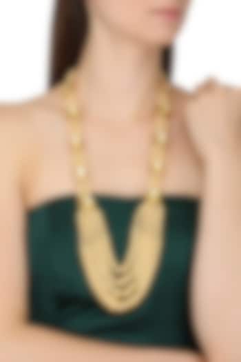 Gold Finish Pearl Multiple String Necklace by Chhavi's Jewels