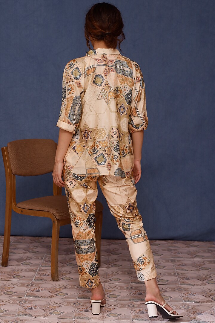 Beige Handwoven Silk Printed Co-Ord Set by Chokhi Chorri at Pernia's Pop Up Shop