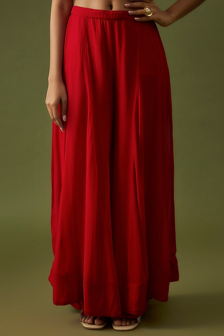 Red Georgette Embroidered Kaftan Set by CHRISTINA at Pernia's Pop Up Shop