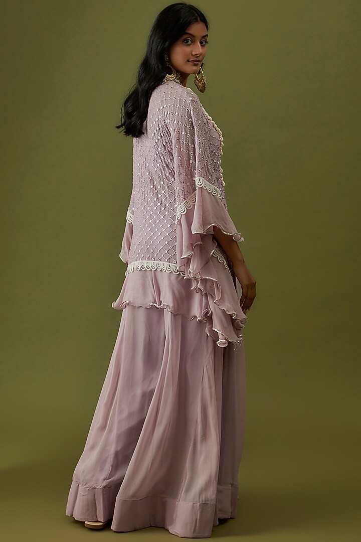 Purple Georgette Embroidered Kaftan Set by CHRISTINA at Pernia's Pop Up Shop