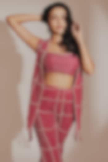 Fuschia Net Jacket Set by Charu & Vasundhara at Pernia's Pop Up Shop