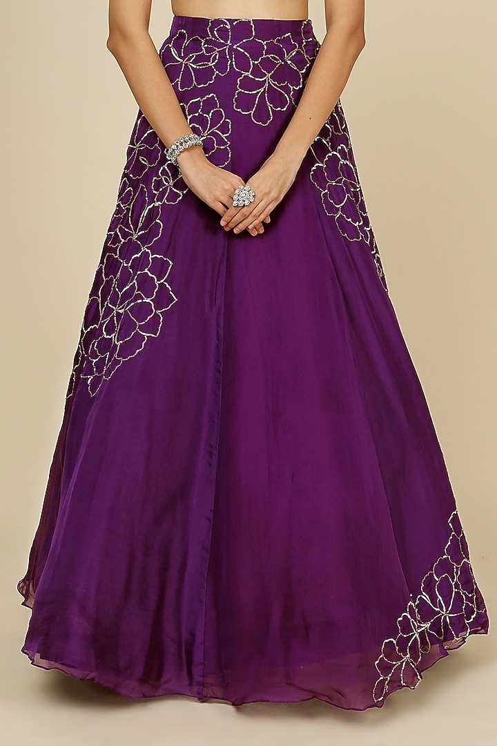 Purple Embroidered Wedding Lehenga Set by Charu & Vasundhara at Pernia's Pop Up Shop