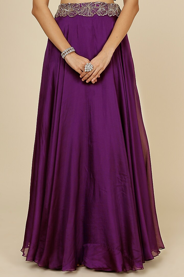 Purple Wedding Lehenga Set With Embroidery by Charu & Vasundhara at Pernia's Pop Up Shop