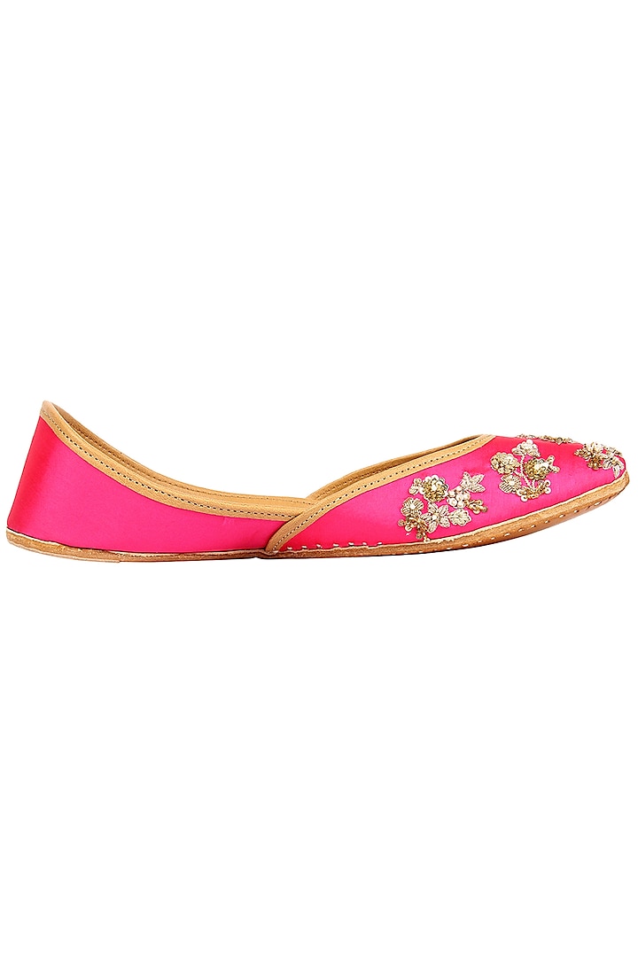 Hot Pink Embroidered Juttis by Coral Haze