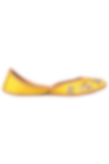 Yellow Embroidered Juttis by Coral Haze