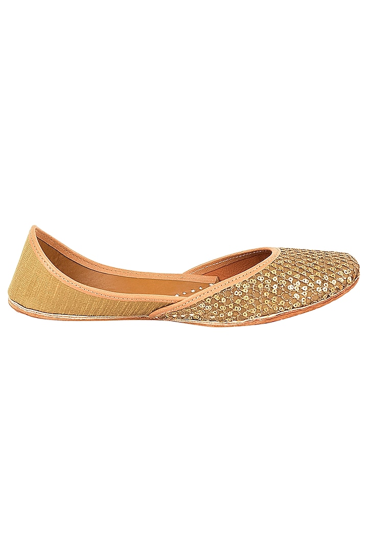 Gold Sequins Embroidered Juttis by Coral Haze
