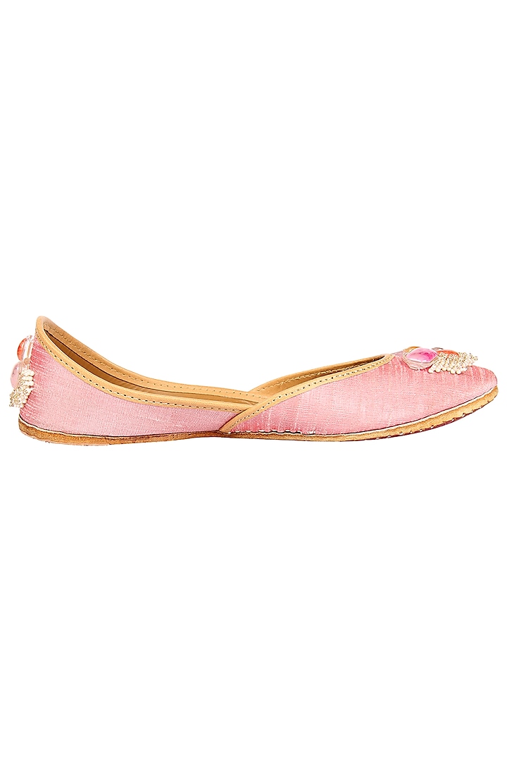 Blush Pink Embroidered Juttis by Coral Haze