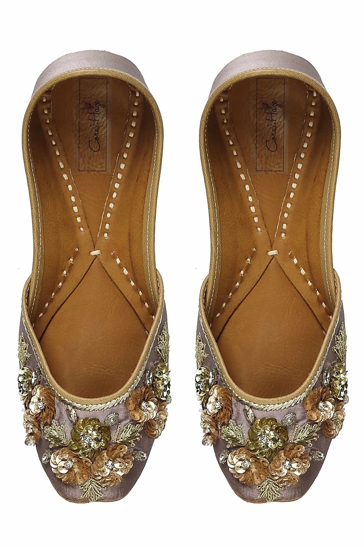 Pale purple sequins and zari embroidered juttis by Coral Haze