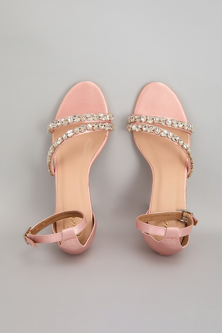 Pink Satin Crystal Stone Embellished Heels by Cielbyak at Pernia's Pop Up Shop