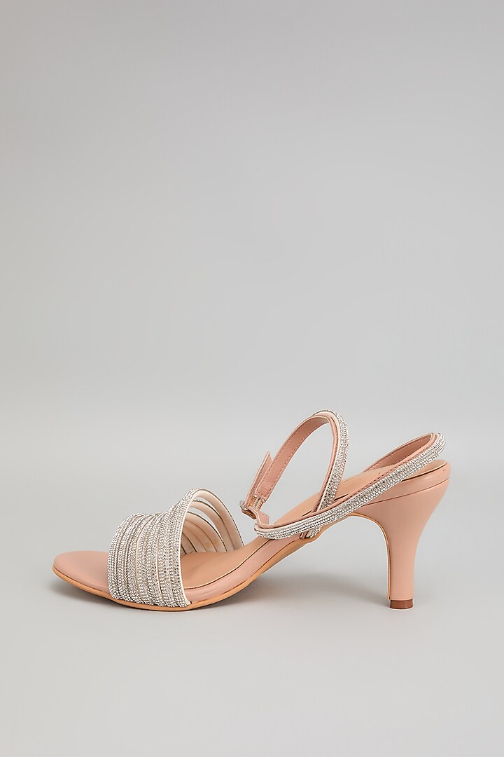 Dusty Pink Art Leather Rhinestone Embellished Heels by Cielbyak at Pernia's Pop Up Shop